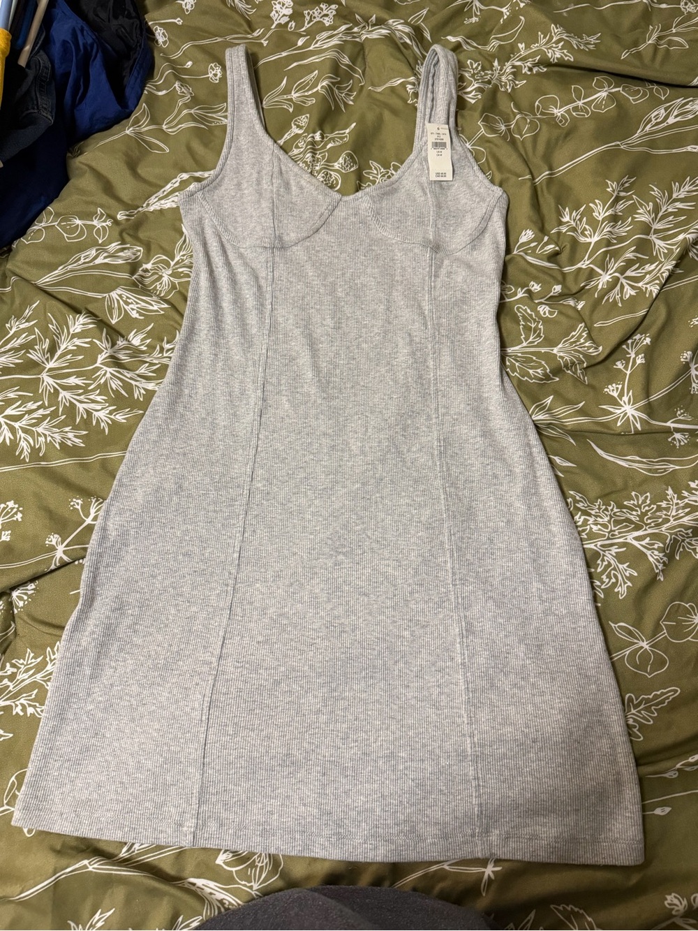 aerie Light Gray Ribbed Mini Tank Dress